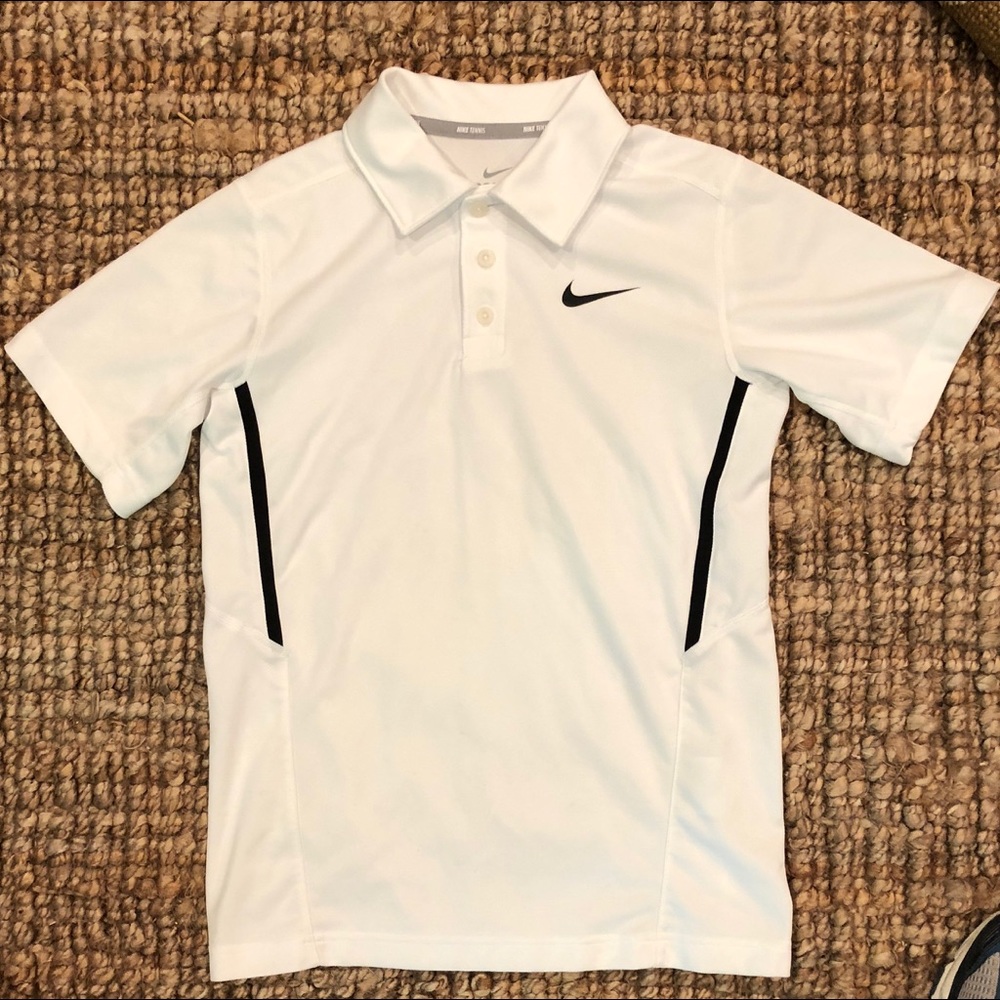 Boys Nike Dry Fit White Polo Sz M